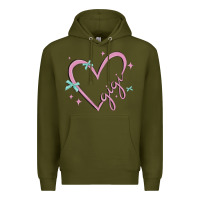 Army Green gigi with heart and ribbons Premium Hoodie - MaliasSmallBusiness