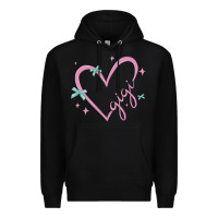 Black gigi with heart and ribbons Premium Hoodie - MaliasSmallBusiness