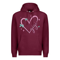 Burgundy gigi with heart and ribbons Premium Hoodie - MaliasSmallBusiness