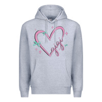 Heather Grey gigi with heart and ribbons Premium Hoodie - MaliasSmallBusiness