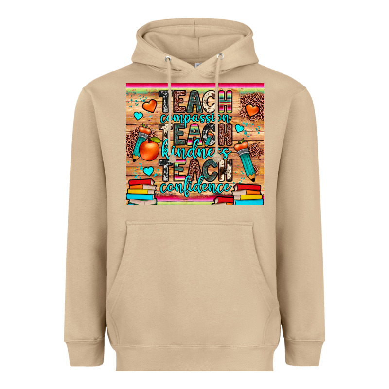 Teach Compassion Kindness Confidence Heavyweight Hoodie by JahusDesignShop | Teevron
