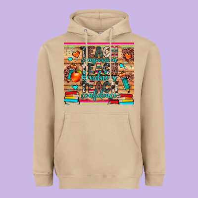Teach Compassion Kindness Confidence Heavyweight Hoodie Designed By Jahusdesignshop
