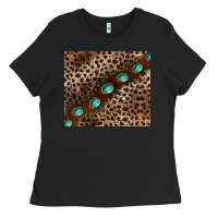 Black leopard gemstone leather Ladies Tee - BarkalooDesign