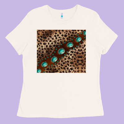 Leopard Gemstone Leather Ladies Tee Designed By Barkaloodesign