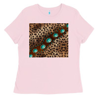 Bubblegum Pink leopard gemstone leather Ladies Tee - BarkalooDesign