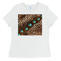 White leopard gemstone leather Ladies Tee - BarkalooDesign