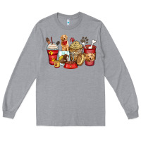 Heather Grey golden retriever coffee cups Long Sleeve Tee - Zillion Design Studio