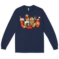 Navy golden retriever coffee cups Long Sleeve Tee - Zillion Design Studio