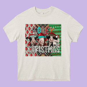 Mooey Christmas Heavy Core Tee Designed By Cowhidedigitalart