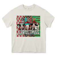 Cream mooey Christmas Heavy Core Tee - CowhideDigitalArt