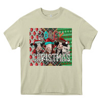 Mossy mooey Christmas Heavy Core Tee - CowhideDigitalArt