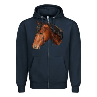 Navy horse Zipper Hoodie - RanaPortraitStore