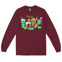 Burgundy french bulldog coffee cups Long Sleeve Tee - Zillion Design Studio