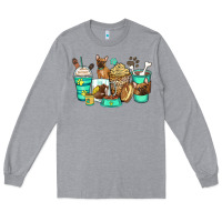 Heather Grey french bulldog coffee cups Long Sleeve Tee - Zillion Design Studio