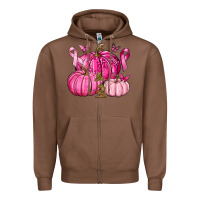 Chestnut Breast Cancer We Wear Pink with Pumpkin and Ribbon Zipper Hoodie - texasbilliewilder