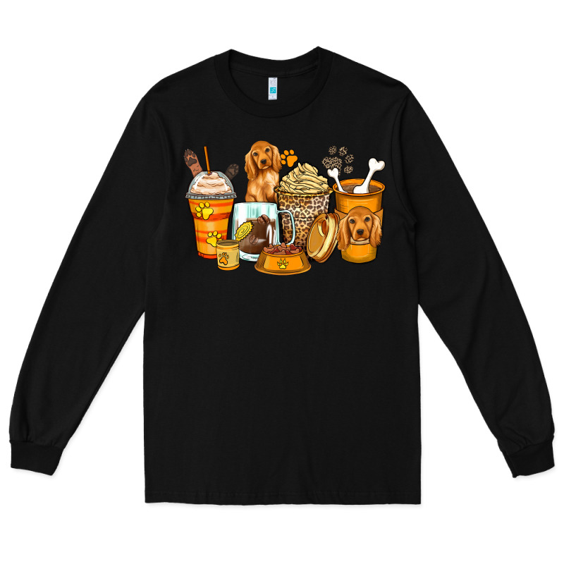Cocker Spaniel Coffee Cups Long Sleeve Tee by Zillion Design Studio | Teevron