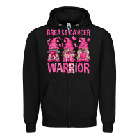 Black Breast Cancer Warrior Gnomes Zipper Hoodie - texasbilliewilder