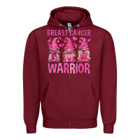 Burgundy Breast Cancer Warrior Gnomes Zipper Hoodie - texasbilliewilder