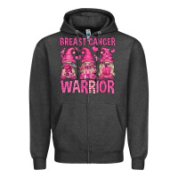 Charcoal Heather Breast Cancer Warrior Gnomes Zipper Hoodie - texasbilliewilder