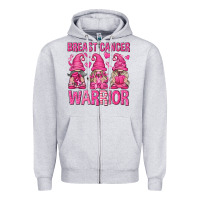 Heather Grey Breast Cancer Warrior Gnomes Zipper Hoodie - texasbilliewilder