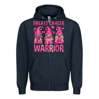Navy Breast Cancer Warrior Gnomes Zipper Hoodie - texasbilliewilder