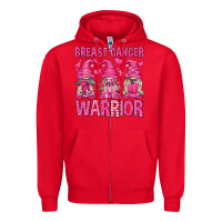 Red Breast Cancer Warrior Gnomes Zipper Hoodie - texasbilliewilder