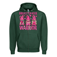 Sports Green Breast Cancer Warrior Gnomes Zipper Hoodie - texasbilliewilder