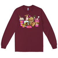 Burgundy Chihuahua coffee cups Long Sleeve Tee - Zillion Design Studio