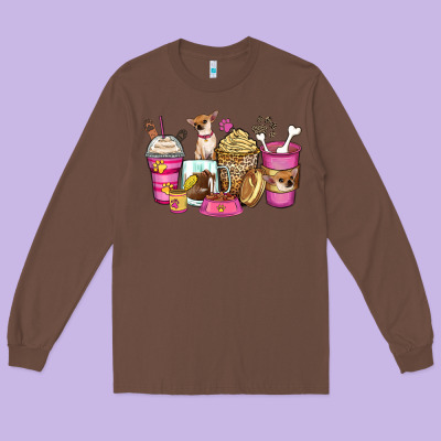 Long Sleeve Tee Chihuahua coffee cups