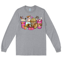 Heather Grey Chihuahua coffee cups Long Sleeve Tee - Zillion Design Studio