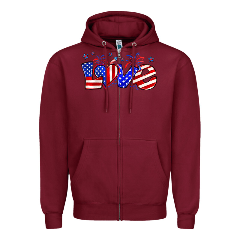 Love 4th Of July Zipper Hoodie by Zillion Design Studio | Teevron