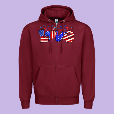 Love 4th Of July Zipper Hoodie Designed By Zillion Design Studio