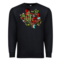 Black cactus christmas texas map Premium Sweatshirt - JahusDesignShop