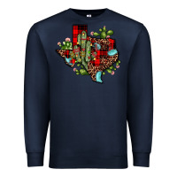 Navy cactus christmas texas map Premium Sweatshirt - JahusDesignShop