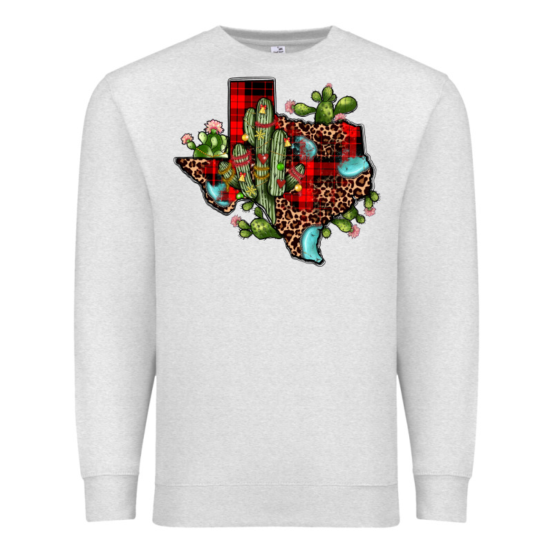 Cactus Christmas Texas Map Premium Sweatshirt by JahusDesignShop | Teevron