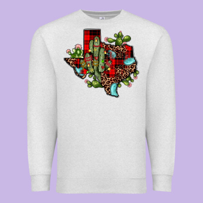 Cactus Christmas Texas Map Premium Sweatshirt Designed By Jahusdesignshop