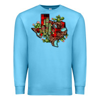 Ocean Blue cactus christmas texas map Premium Sweatshirt - JahusDesignShop