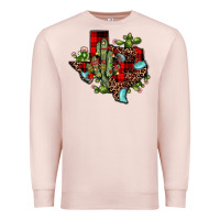 Pale Pink cactus christmas texas map Premium Sweatshirt - JahusDesignShop