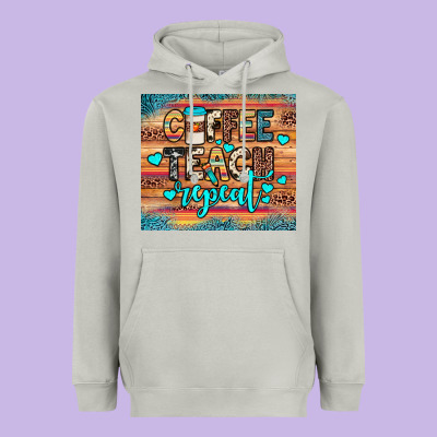 Coffee Teach Repeat Heavyweight Hoodie Designed By Jahusdesignshop