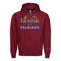 Burgundy honor and remember Zipper Hoodie - Zillion Design Studio