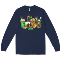 Navy yorkshire terrier coffee cups Long Sleeve Tee - Zillion Design Studio