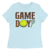 Baby Blue tennis game day Ladies Tee - BarkalooDesign