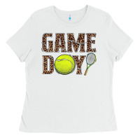 White tennis game day Ladies Tee - BarkalooDesign