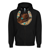 Black horseshoe cowboy hat Zipper Hoodie - RanaPortraitStore