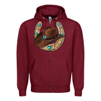 Burgundy horseshoe cowboy hat Zipper Hoodie - RanaPortraitStore