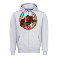Heather Grey horseshoe cowboy hat Zipper Hoodie - RanaPortraitStore