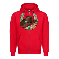 Red horseshoe cowboy hat Zipper Hoodie - RanaPortraitStore