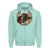 Seafoam horseshoe cowboy hat Zipper Hoodie - RanaPortraitStore