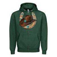 Sports Green horseshoe cowboy hat Zipper Hoodie - RanaPortraitStore