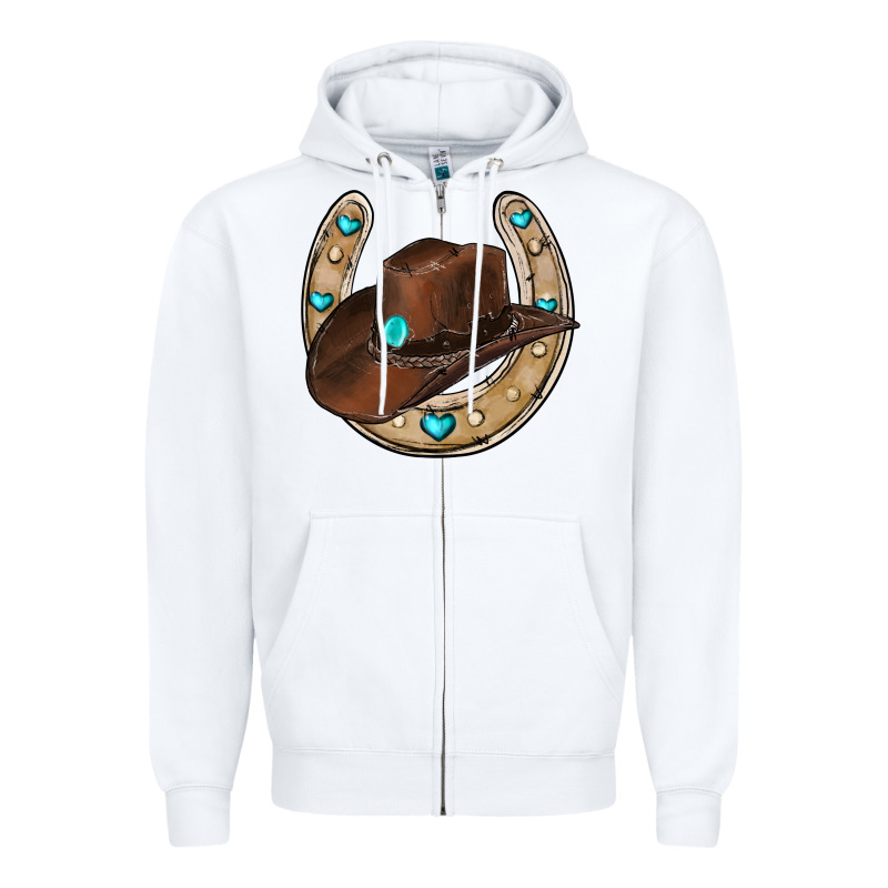 Horseshoe Cowboy Hat Zipper Hoodie by RanaPortraitStore | Teevron